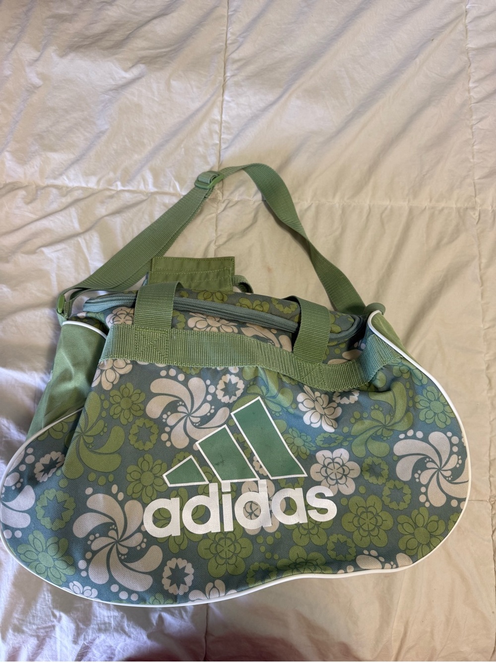 adidas Green Floral Travel Duffel